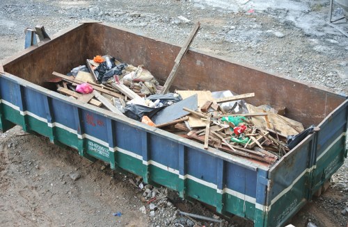 Front view of an office clearance team preparing items in a Harlesden office