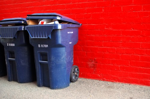 Construction site with waste bins for builders waste clearance